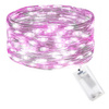 LED Draht-Lichterkette mit 20 Dioden 2 m Weiß-Rosa Batteriebetrieben Indoo