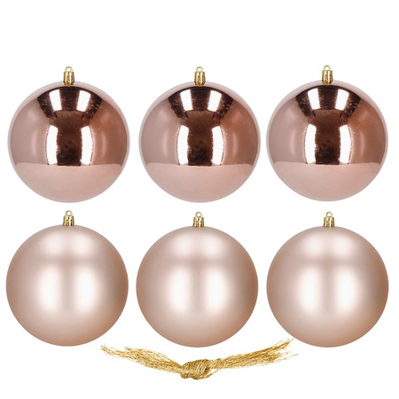 Weihnachtskugeln aus Kunststoff 6 Stück Roségold Durchmesser 10 cm